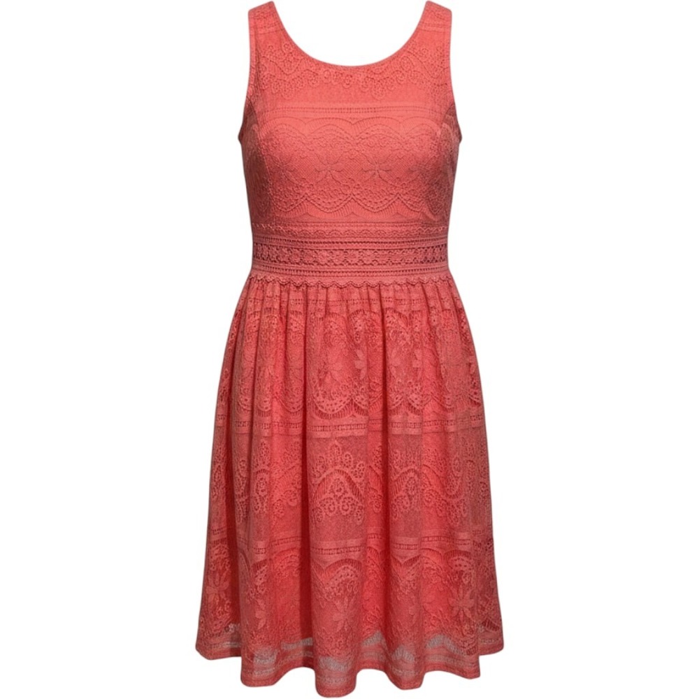 NWT It's Pink Women's Coral Lace‎ Dress, Size Small Summer Skirt